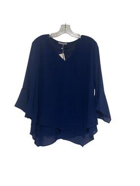 Furnex‎ Layered Chiffon Blouse Large Blue New Lightweight Flowing Top